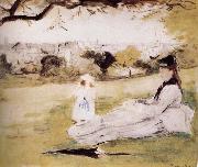 The mother and her child on the meadow Berthe Morisot